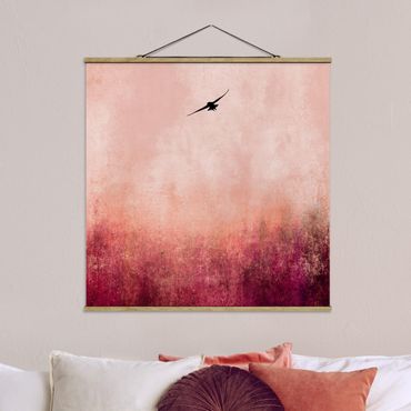 Stoffen schilderij met posterlijst Bird In Sunset