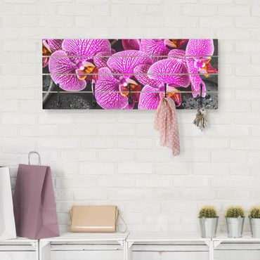 Wandkapstokken houten pallet pink orchid