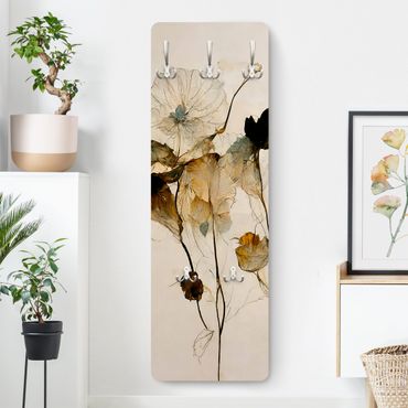 Wandkapstokken houten paneel - Warm Flowers