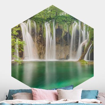 Hexagon Behang Waterfall Plitvice Lakes