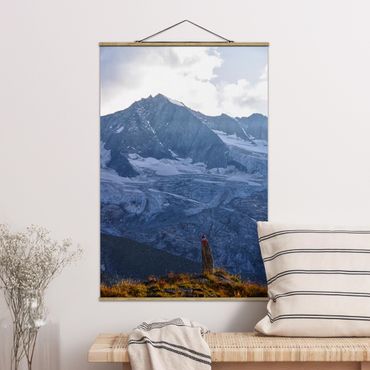 Stoffen schilderij met posterlijst Marked Path In The Alps