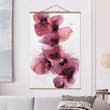 Stoffen schilderij met posterlijst Wild Flowers In Purple And Gold