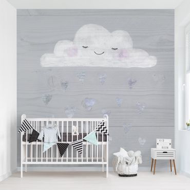 Fotobehang Cloud With Silver Hearts