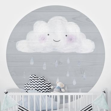 Behangcirkel Cloud With Silver Raindrops