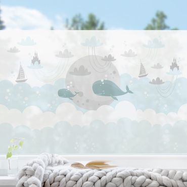 Raamfolie - Clouds With Whale And Castle