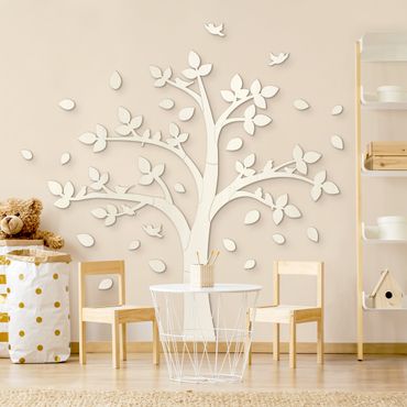 Wanddecoratie hout - XXL Tree with Sparrows