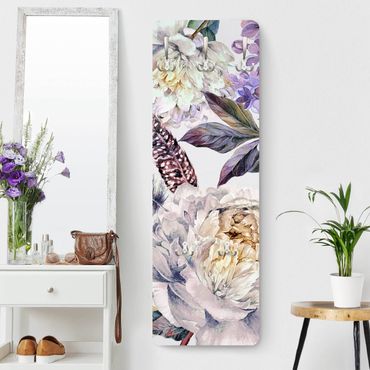 Wandkapstokken houten paneel Delicate Watercolour Boho Flowers And Feathers Pattern
