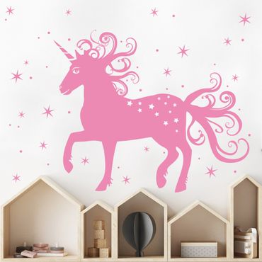 Muurstickers Magical unicorn with stars