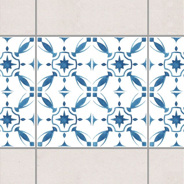 Tegelstickers Blue White Pattern Series No.1