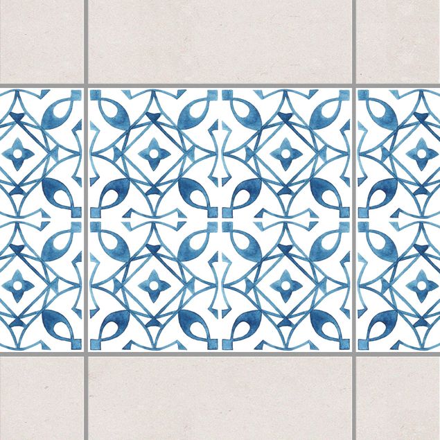 Tegelstickers Blue White Pattern Series No.8