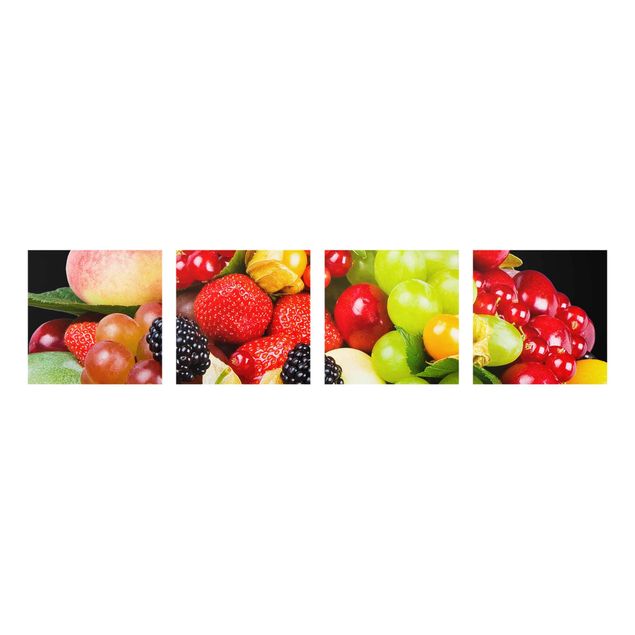 Glasschilderijen - 4-delig Fruit Mix