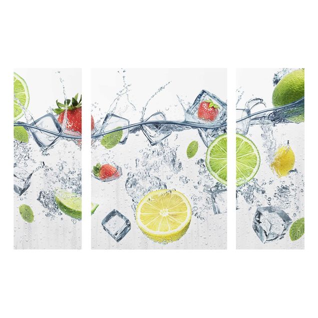 Glasschilderijen - 3-delig Fruit Cocktail
