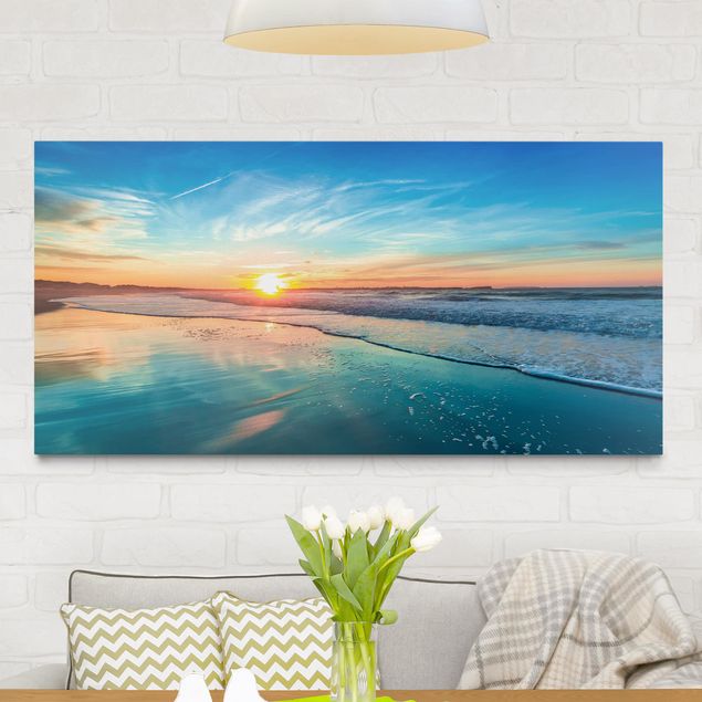 Canvas schilderijen Romantic Sunset By The Sea