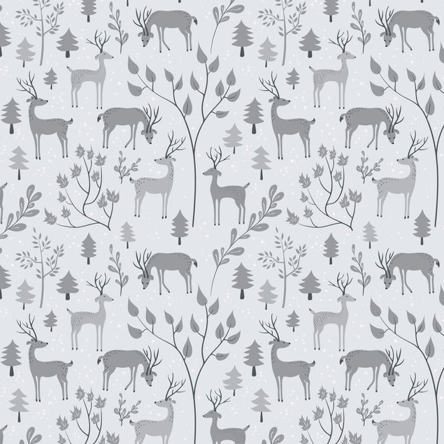 Meubelfolien Sweet Deer Pattern In Different Shades Of Grey