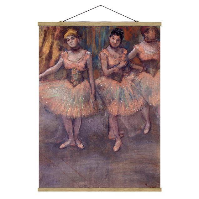 Stoffen schilderij met posterlijst Edgar Degas - Three Dancers before Exercise