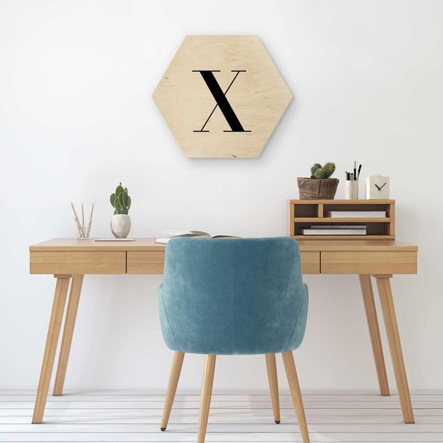 Hexagons houten schilderijen Letter Serif White X