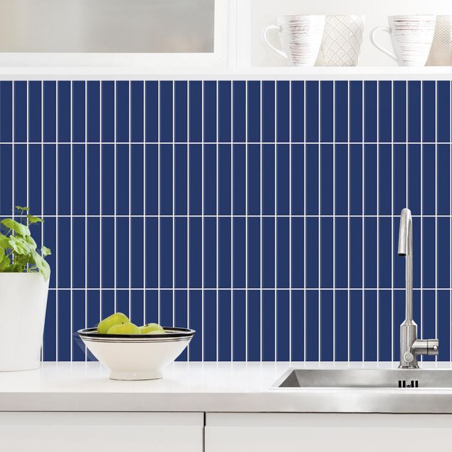 Achterwand voor keuken tegelmotief Subway Tiles - Dark Blue