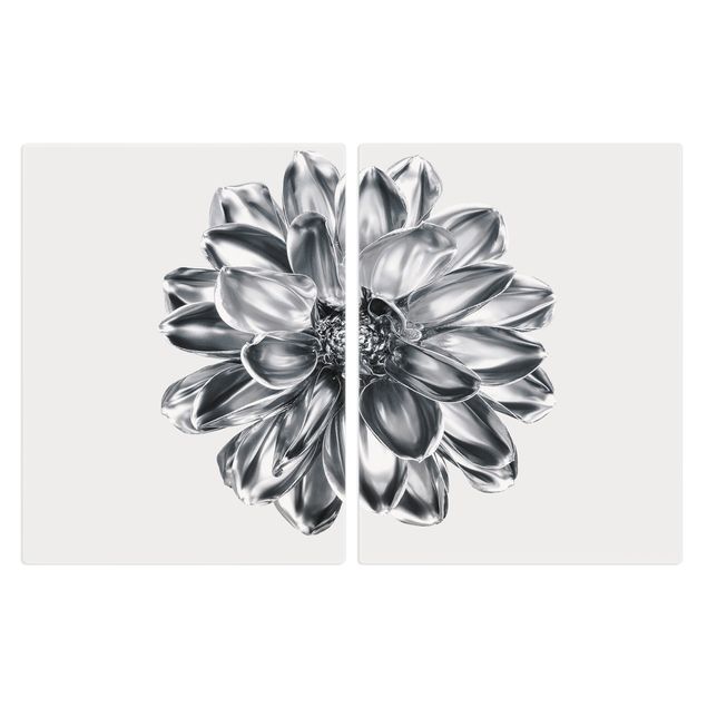 Kookplaat afdekplaten Dahlia Flower Silver Metallic
