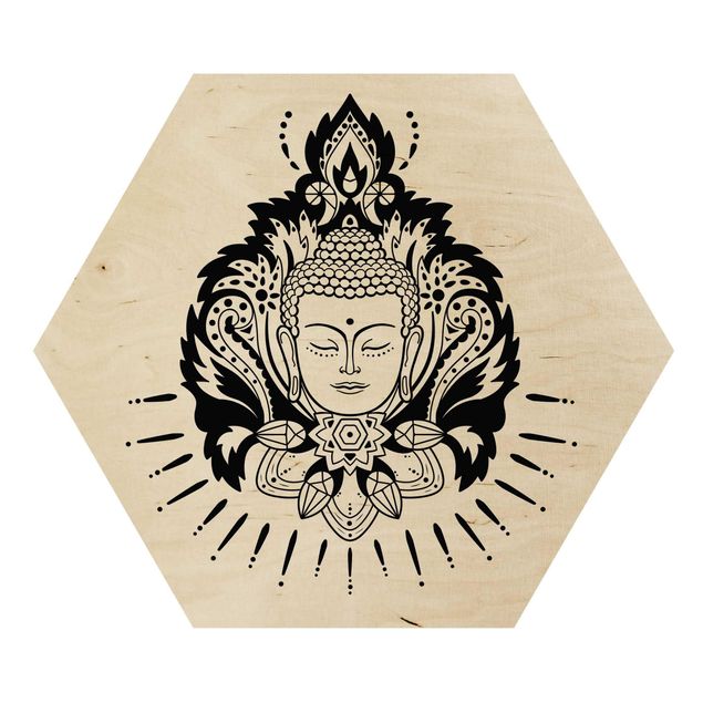 Hexagons houten schilderijen Lotus Buddha
