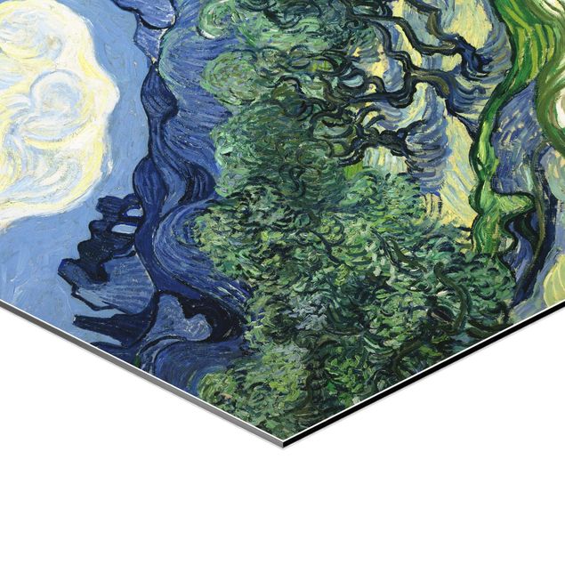 Hexagons Aluminium Dibond schilderijen Vincent Van Gogh - Olive Trees