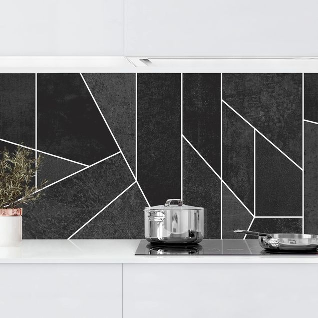 Achterwand voor keuken patroon Black And White Geometric Watercolour