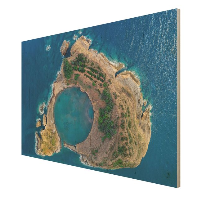 Houten schilderijen Aerial View - The Island Of Vila Franca Do Campo