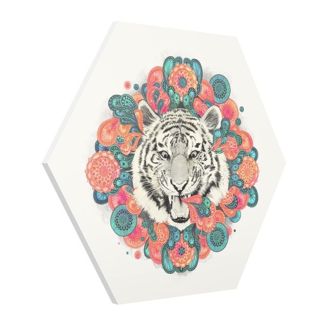 Hexagons Forex schilderijen Illustration Tiger Drawing Mandala Paisley