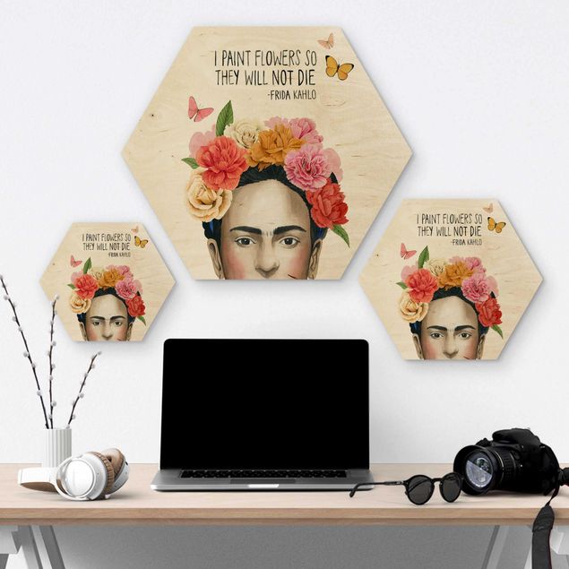 Hexagons houten schilderijen Frida's Thoughts - Flowers