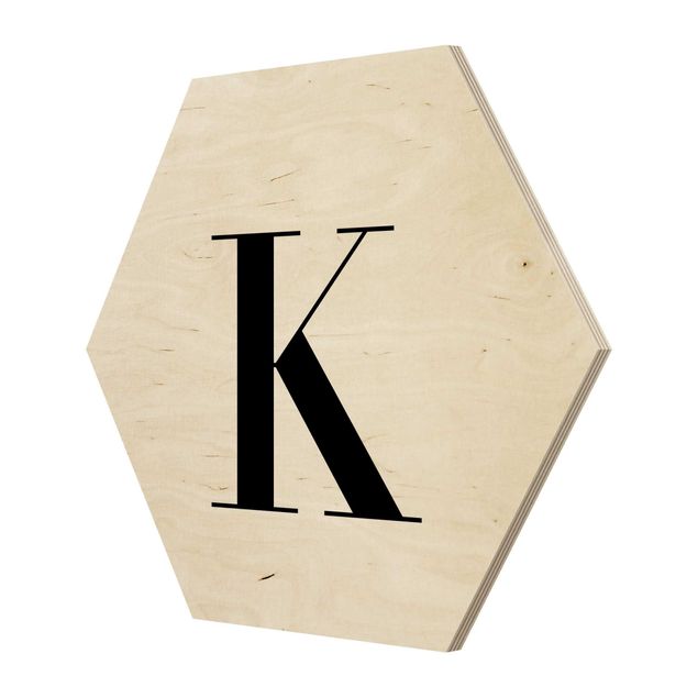 Hexagons houten schilderijen Letter Serif White K