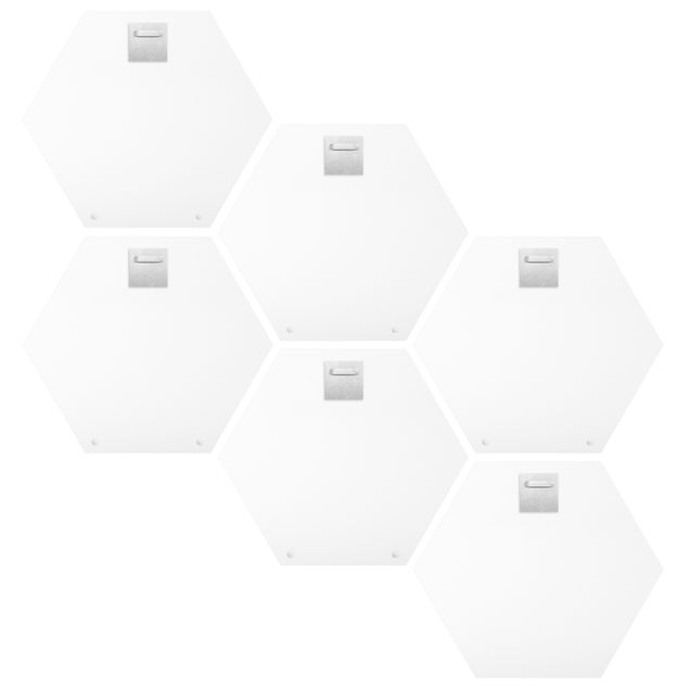 Hexagons Aluminium Dibond schilderijen - 6-delig Letters FAMILY White Set II