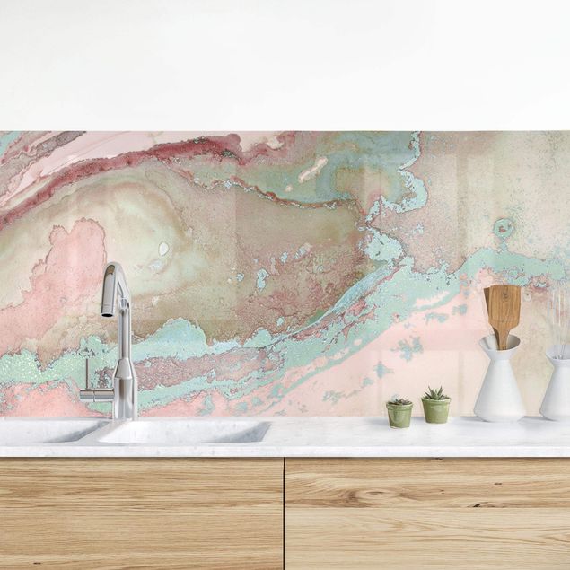 Achterwand voor keuken abstract Colour Experiments Marble Light Pink And Turquoise
