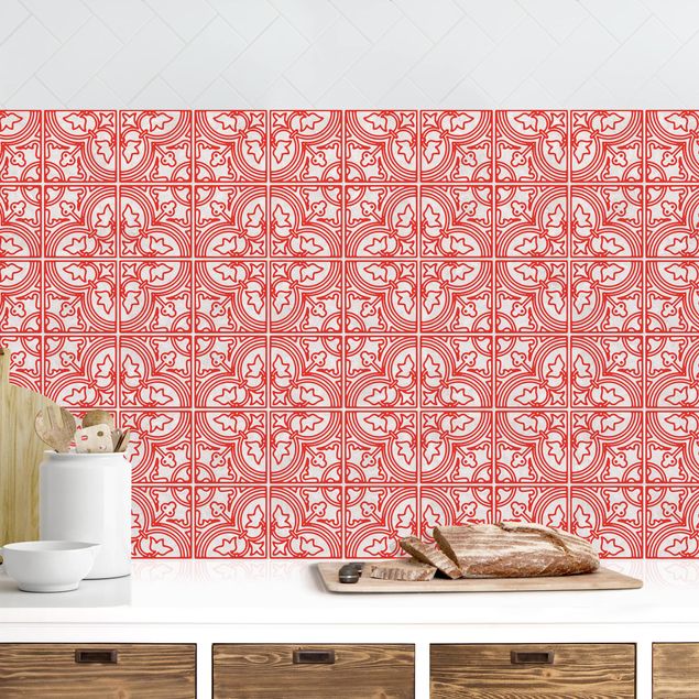 Achterwand voor keuken patroon Faro Red