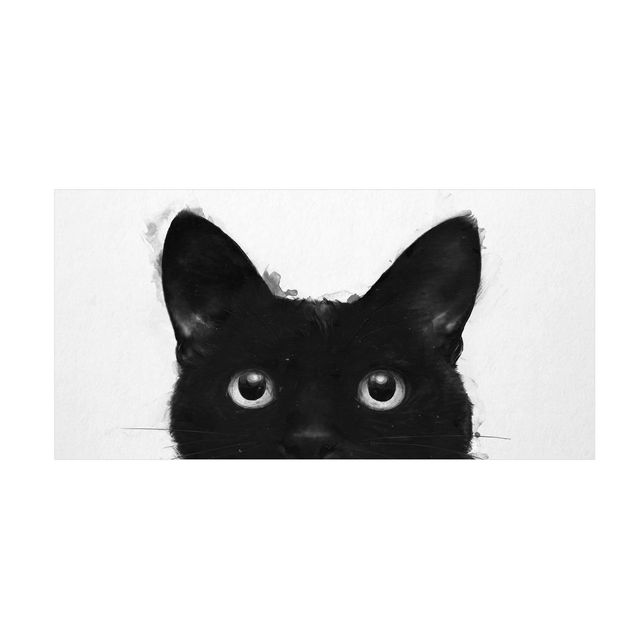 antraciet tapijt Illustration Black Cat On White Painting