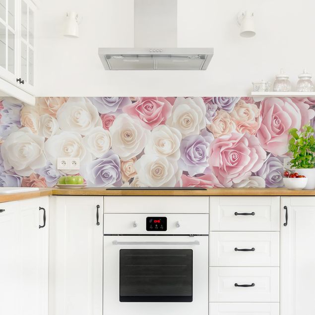 Achterwand in keuken Pastel Paper Art Roses