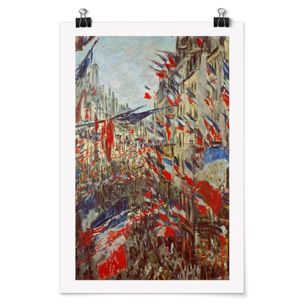 Posters Claude Monet - The Rue Montorgueil with Flags