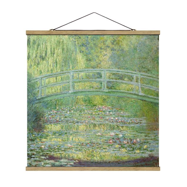 Stoffen schilderij met posterlijst Claude Monet - Japanese Bridge