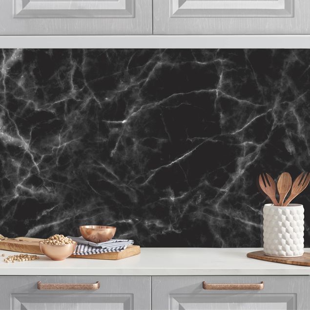 Achterwand voor keuken patroon Nero Carrara