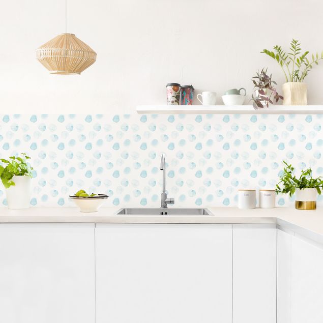 Achterkant keuken Watercolour Dots Turquoise