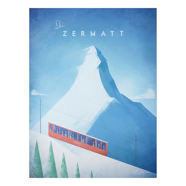 Aluminium Dibond schilderijen Travel Poster - Zermatt