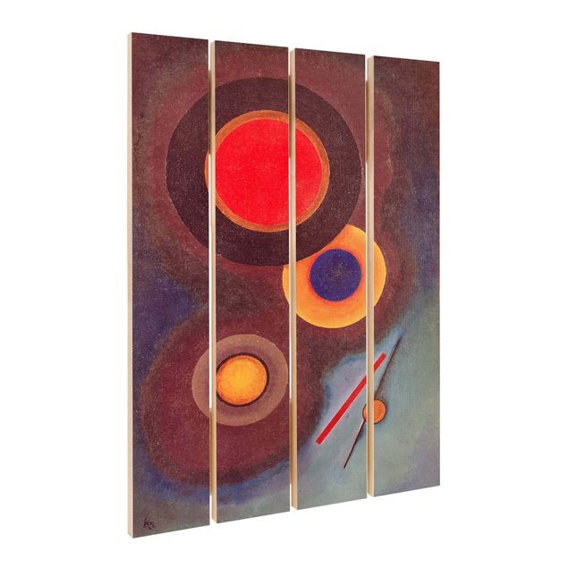 Houten schilderijen op plank Wassily Kandinsky - Circles And Lines
