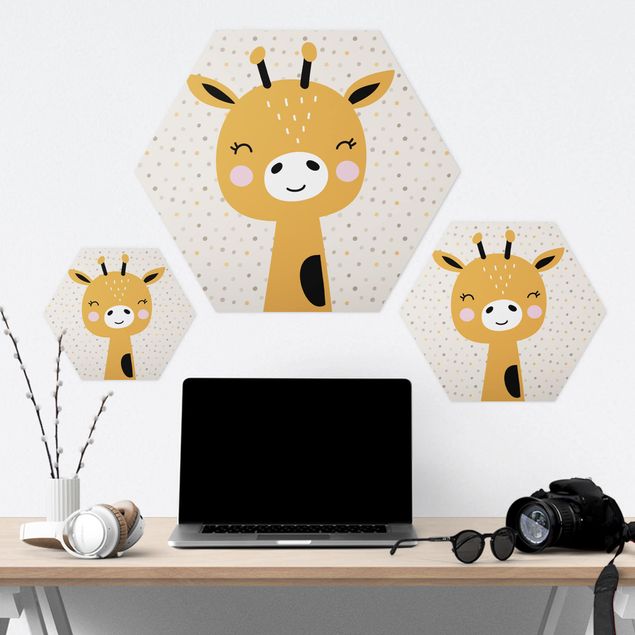 Hexagons Forex schilderijen Baby Giraffe