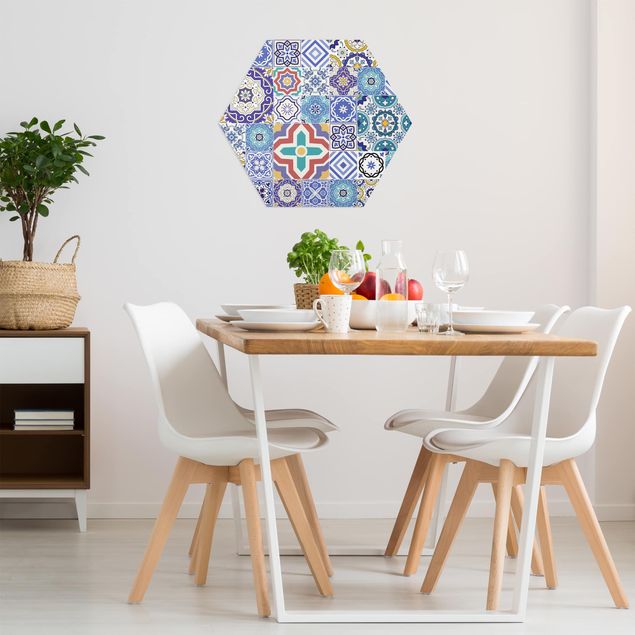 Hexagons Aluminium Dibond schilderijen Backsplash - Elaborate Portoguese Tiles