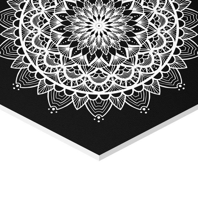 Hexagons Forex schilderijen - 2-delig Mandala Illustration Shabby Set Black White