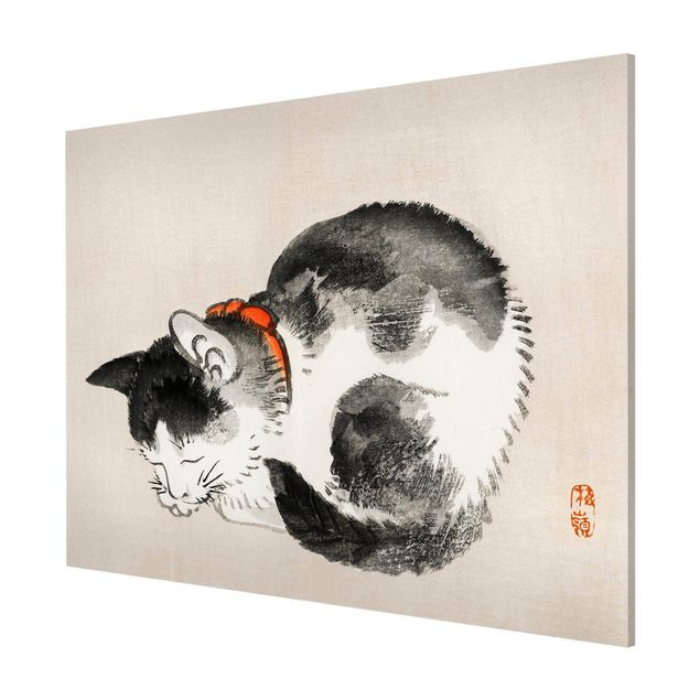 Magneetborden Asian Vintage Drawing Sleeping Cat