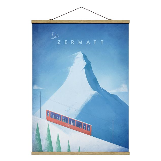 Stoffen schilderij met posterlijst Travel Poster - Zermatt