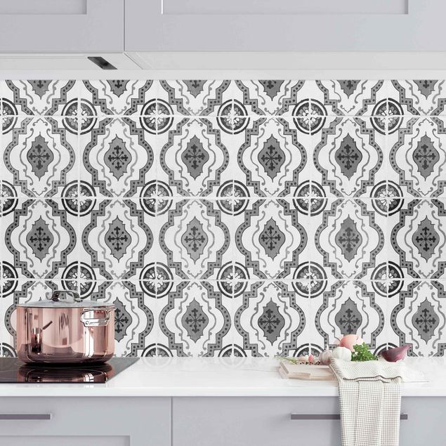 Achterwand voor keuken en zwart en wit Portuguese Vintage Ceramic Tiles - Mafra Black And White