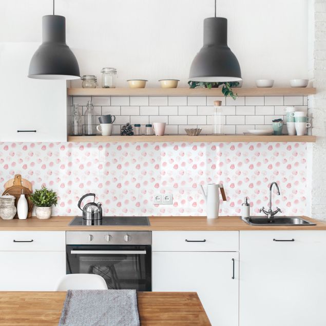 Achterwand in keuken Watercolour Dots Rosa
