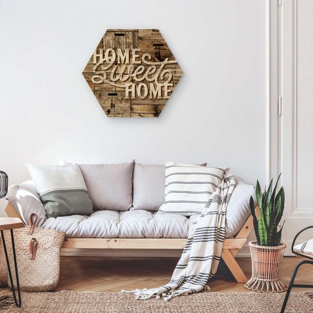 Hexagons houten schilderijen Home sweet Home Wooden Panel