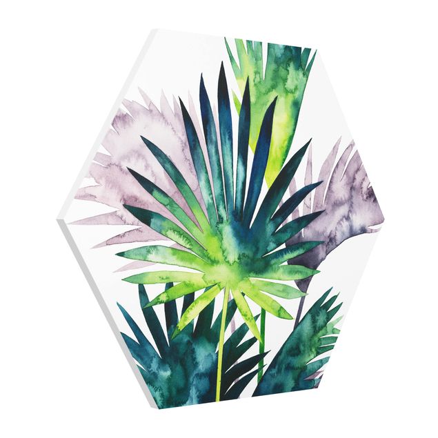 Hexagons Forex schilderijen Exotic Foliage - Fan Palm