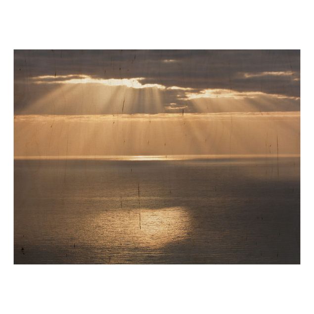 Houten schilderijen Sun Beams Over The Ocean